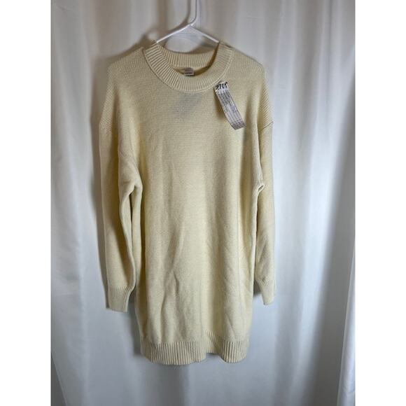 Melrose & Market Ivory Long Sleeve Crewneck Mini Sweater Dress Oversize Sz S NWT - Picture 1 of 6